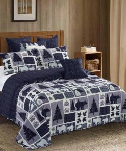 Juego de Cama de Edredón Patchwork Reversible con 3 Piezas