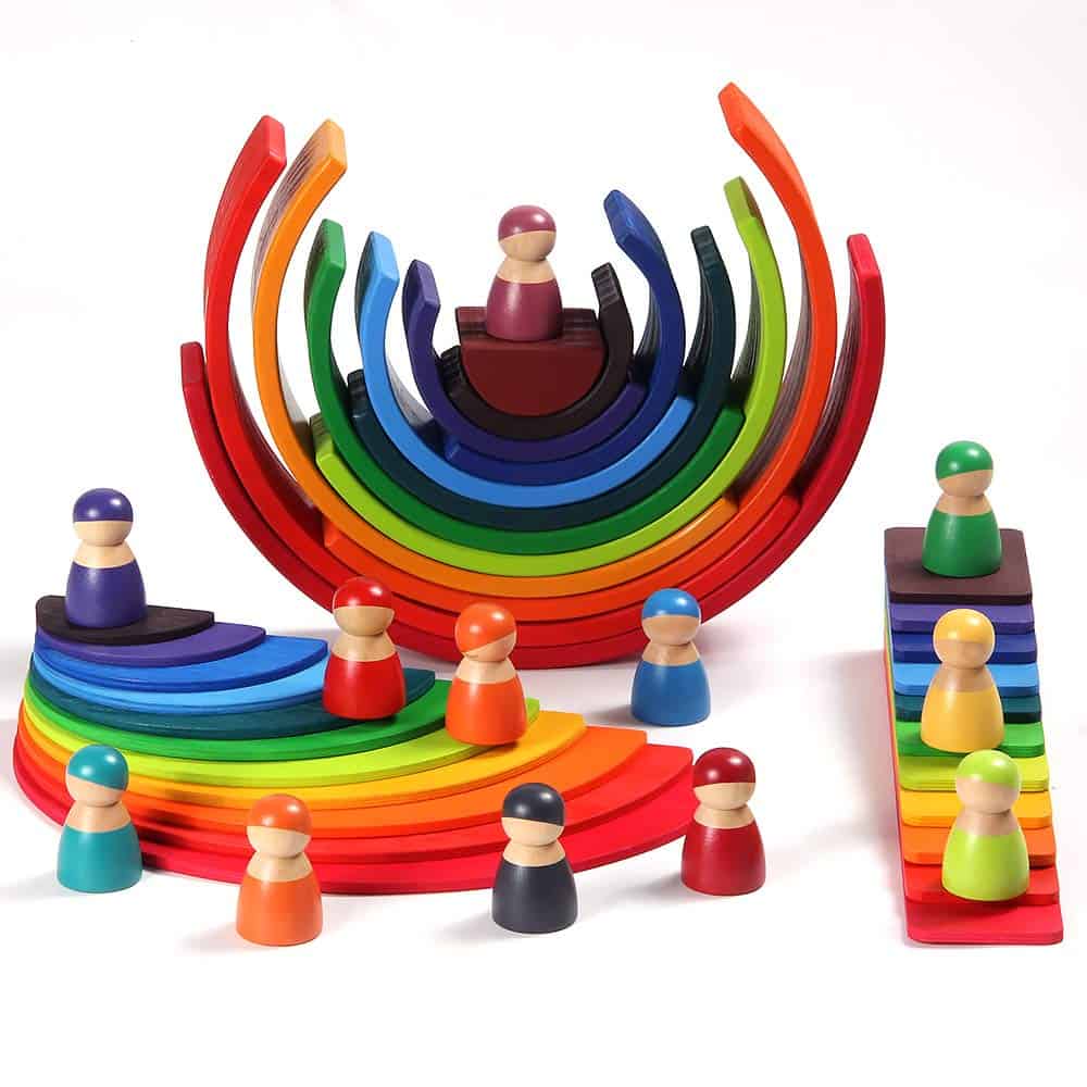 Set de apilamiento de arcoíris de madera MERRYHEART - Set