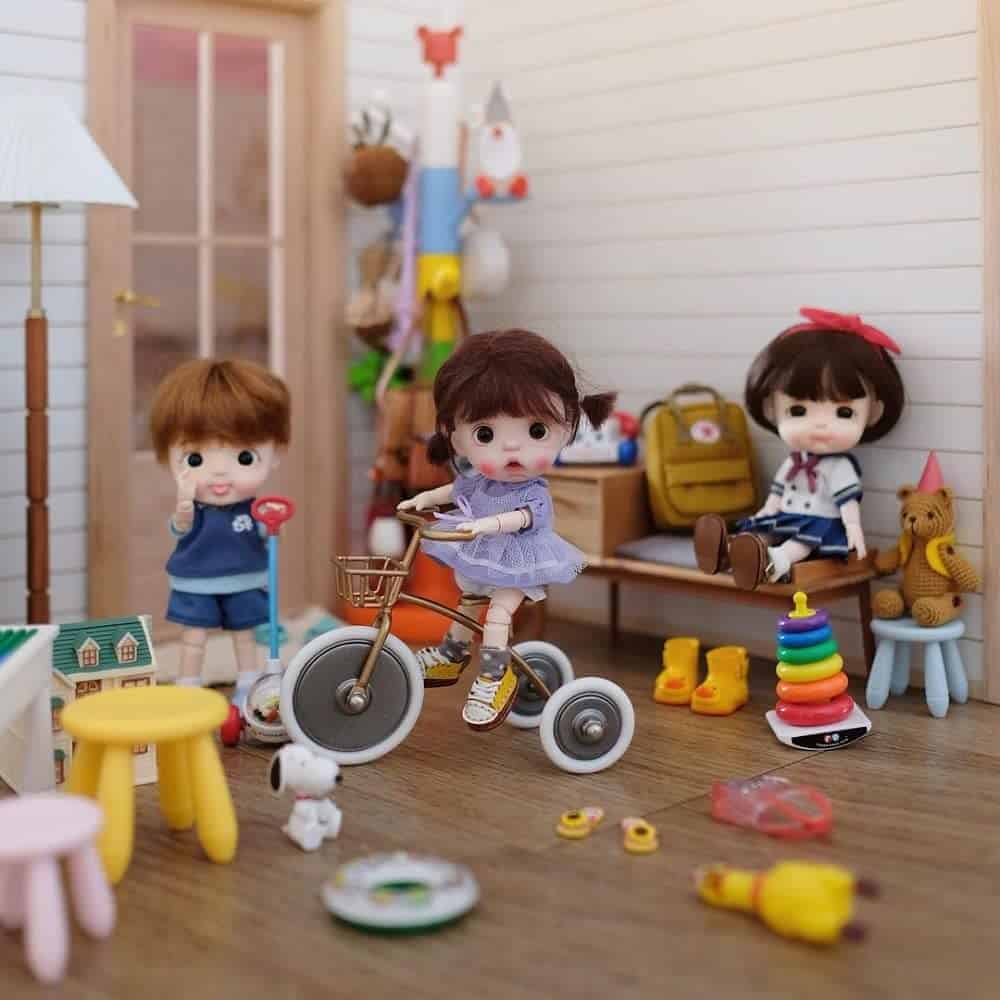 Triciclo de Metal en Miniatura Aizulhomey para Casa de - Imagen 5