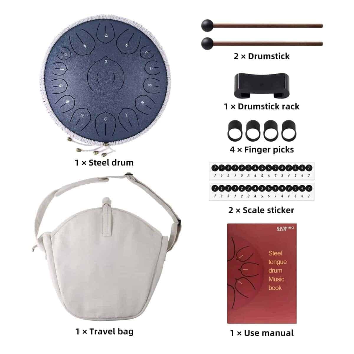 BURNING&LIN Tambor de Lengua de Acero 15 Notas 14 Pulgadas - Imagen 7