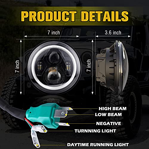 Faros Delanteros Led de 7 Pulgadas con Anillo DRL Halo/Alto - Imagen 7