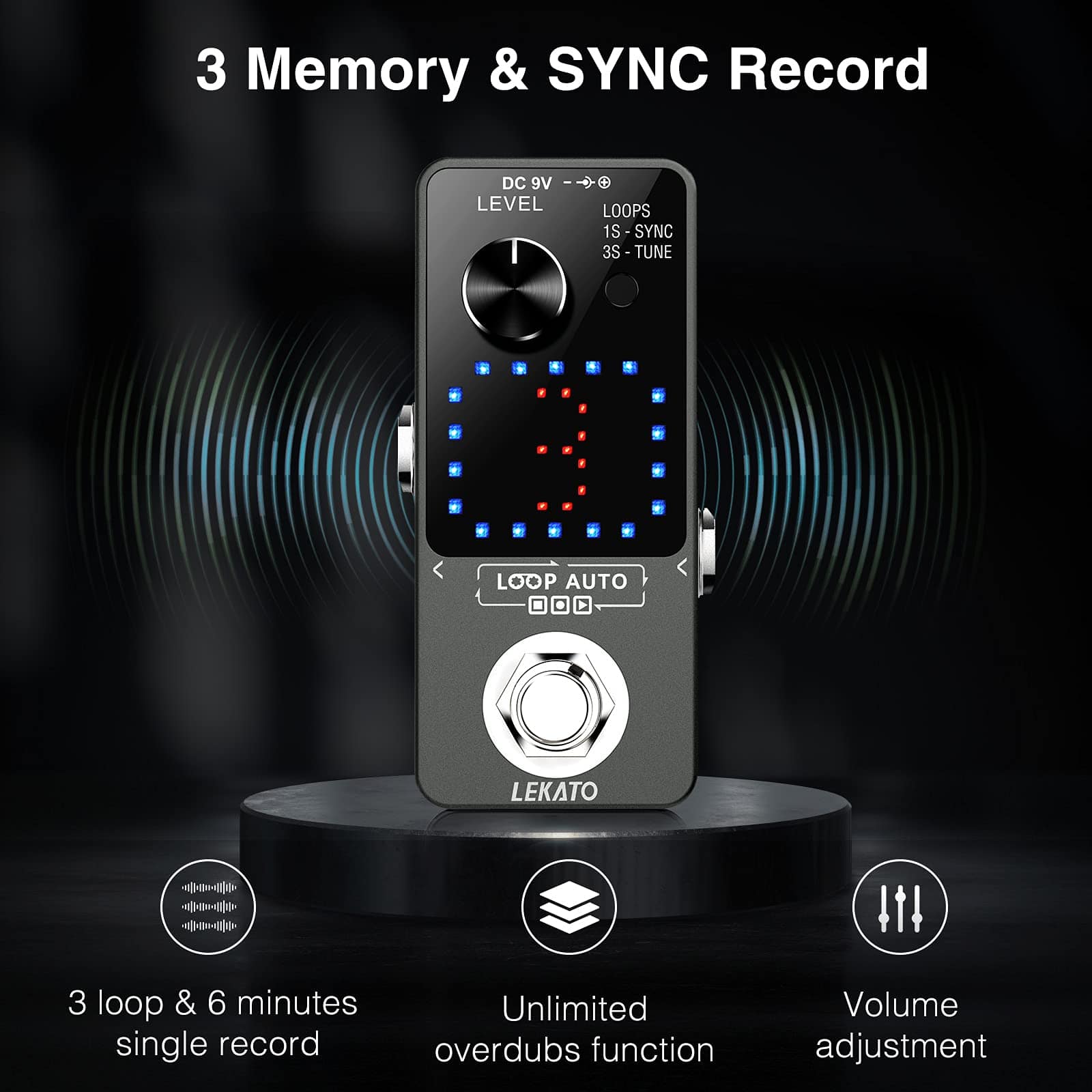 Pedal de Looper LEKATO, Loop Pedal para Guitarra Eléctrica - Imagen 3