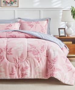 Juego de Edredón AIKASY Rosa con Sábanas, 6 Piezas, Diseño