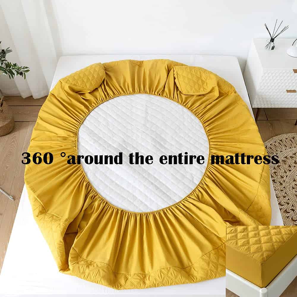 ARYURBU Protector de colchón impermeable en Color Amarillo - Imagen 9