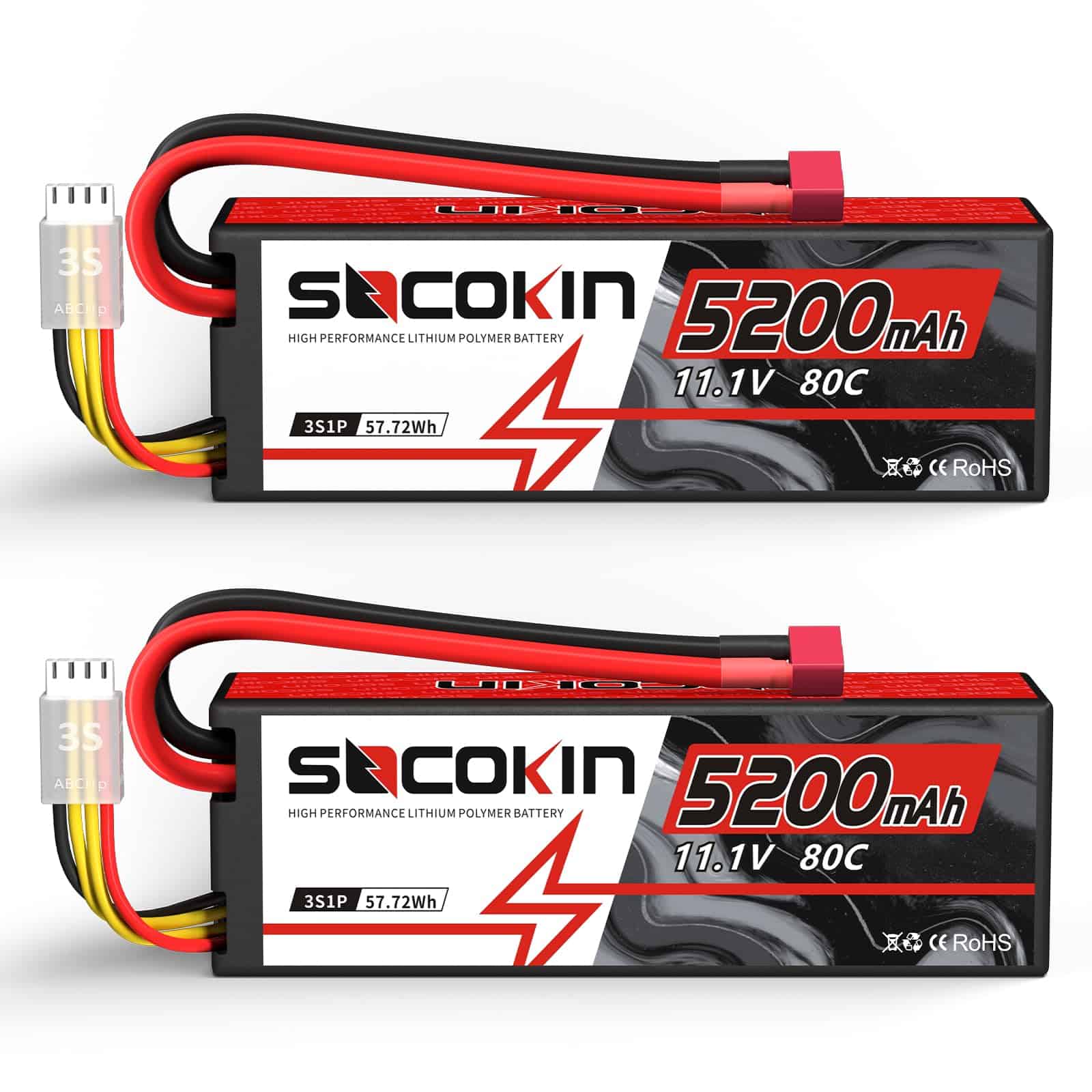 Batería Lipo Socokin 3S 11.1V 80C 5200mAh con Estuche