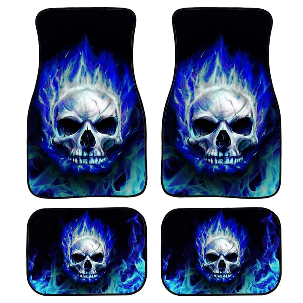 Juego de tapetes para automóvil con diseño de Cráneo Azul