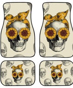 Juego de 4 tapetes para piso de auto Biyejit Sunflower