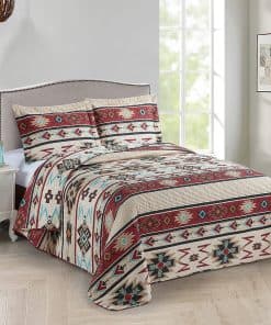 Colcha Rústica con Estampado Rayado del Suroeste, Acolchado