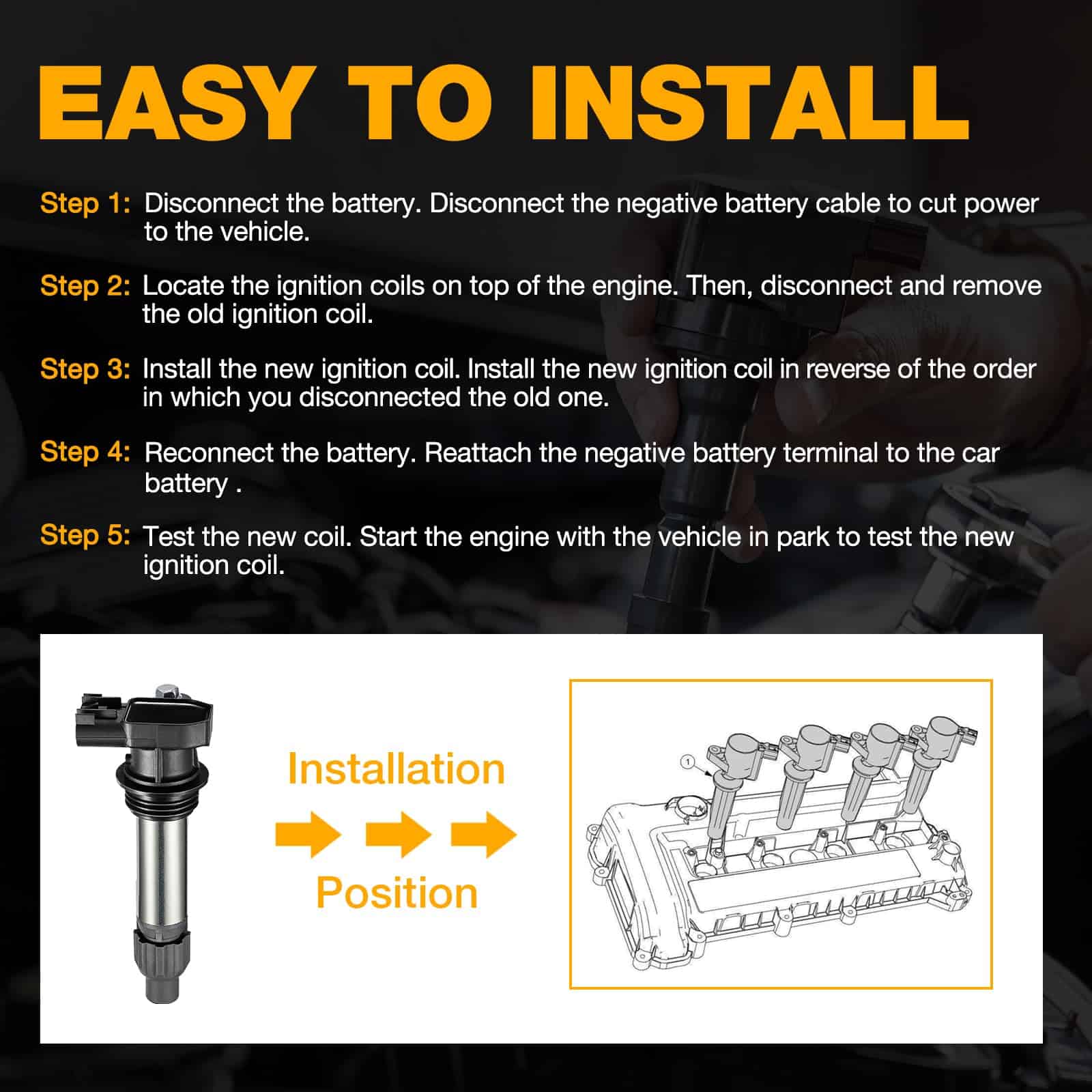 BDFHYK Paquete de 6 Bobinas de Encendido UF569 Compatible - Imagen 7