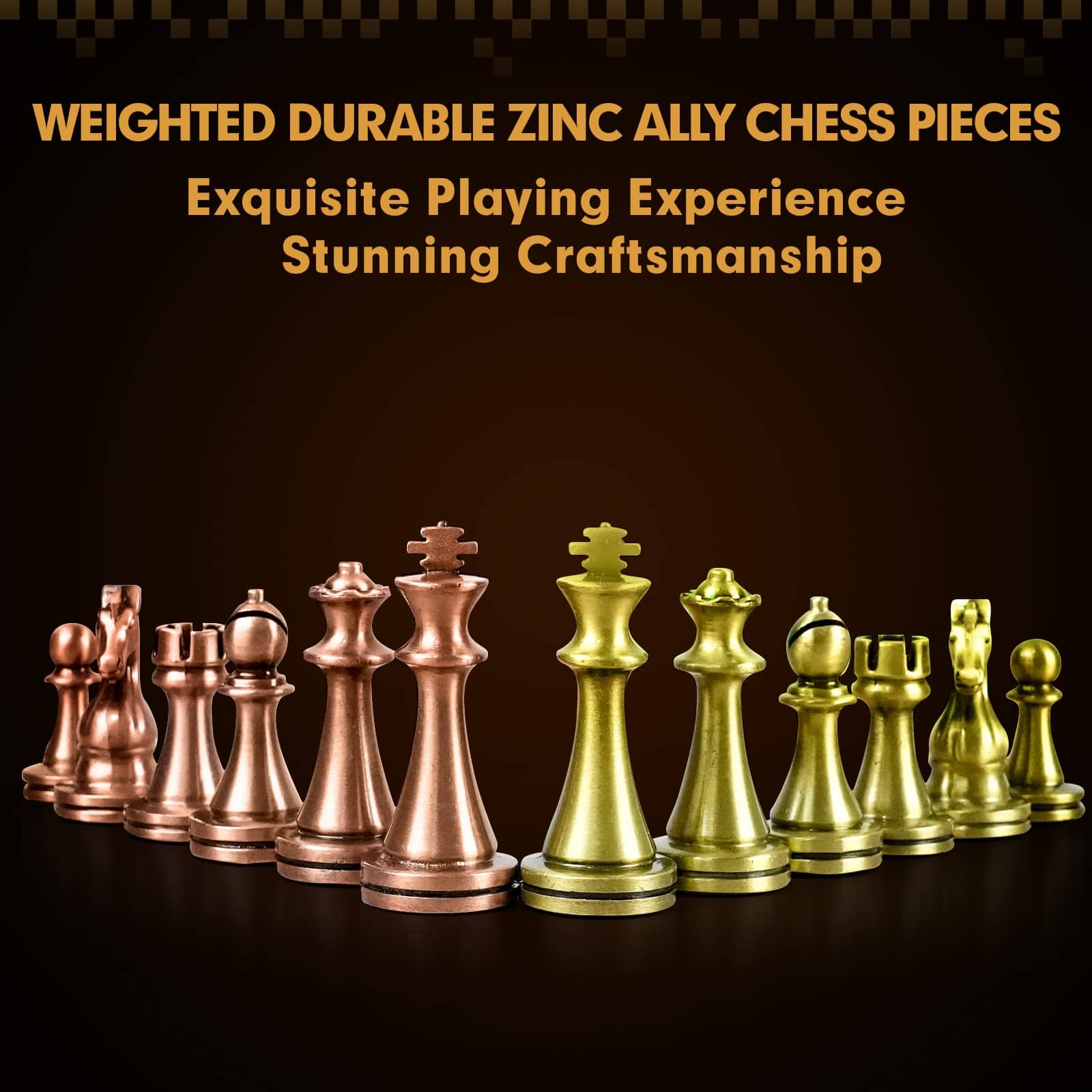Piezas de ajedrez metálicas ponderadas LuckyWish Staunton - Imagen 3
