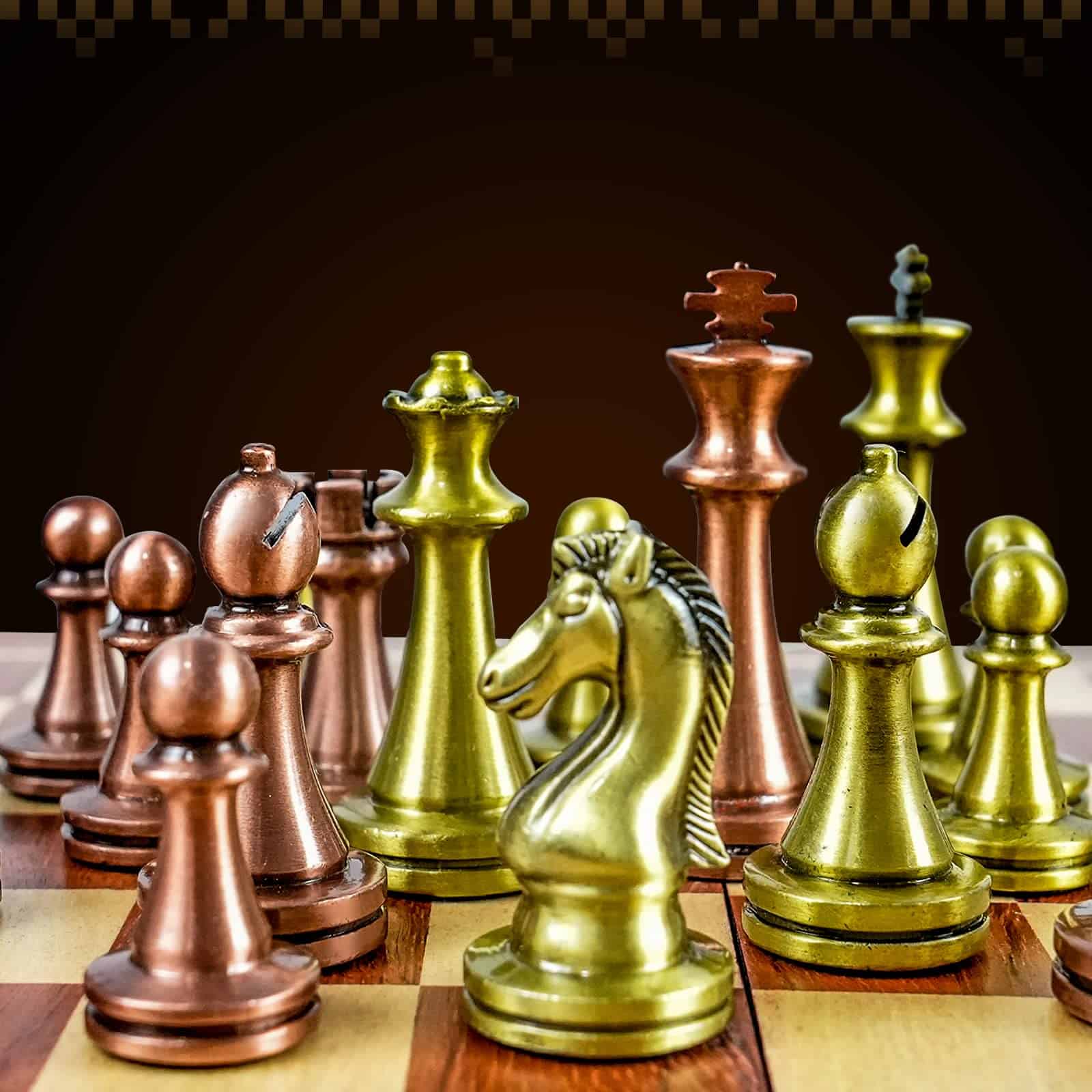 Piezas de ajedrez metálicas ponderadas LuckyWish Staunton - Imagen 4