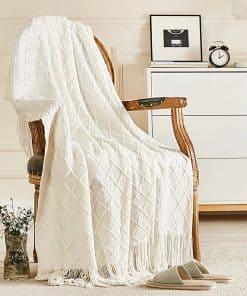 Mantas de Lana Tejidas a Mano para Sofá y Cama, Suave y
