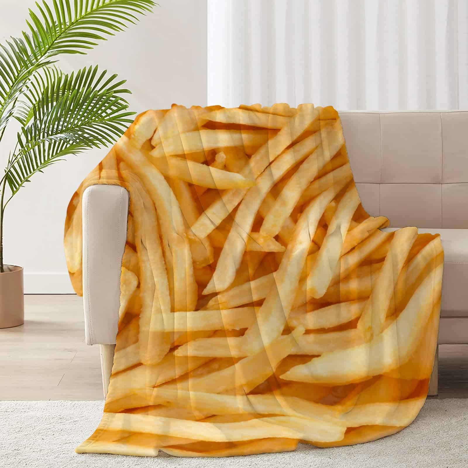 Manta de Lana Comida Papas Fritas Súper Suave y Acogedora