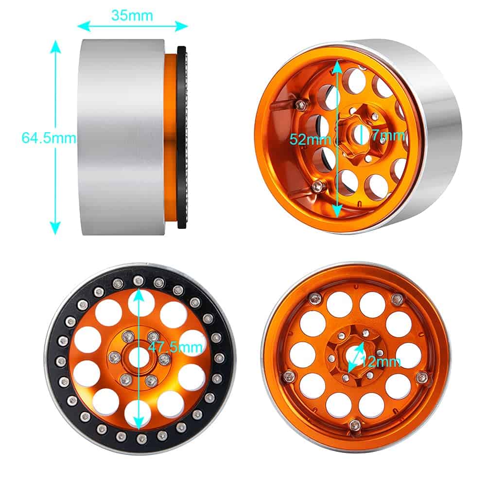 Ruedas de Aluminio Beadlock de 2.2" para 1/10 RC Axial - Imagen 3