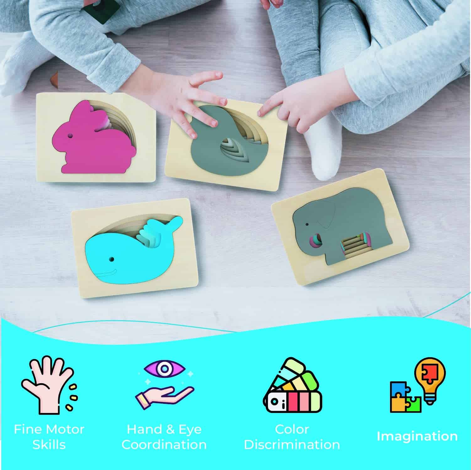 Puzzles de Madera TEKOR (4) Multi-Capas | Rompecabezas de - Imagen 3