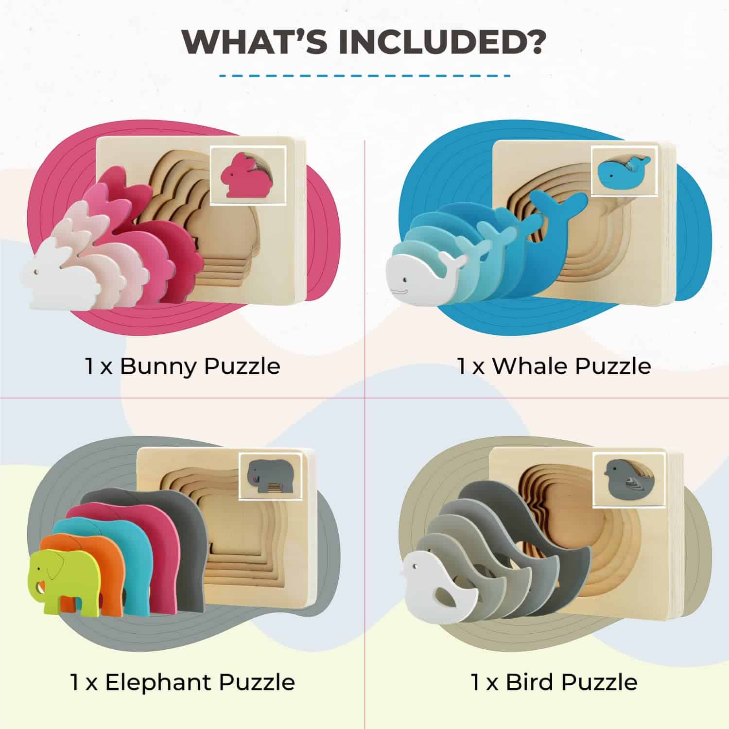 Puzzles de Madera TEKOR (4) Multi-Capas | Rompecabezas de - Imagen 5