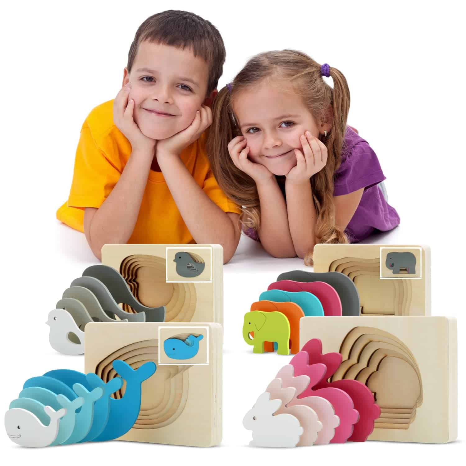 Puzzles de Madera TEKOR (4) Multi-Capas | Rompecabezas de