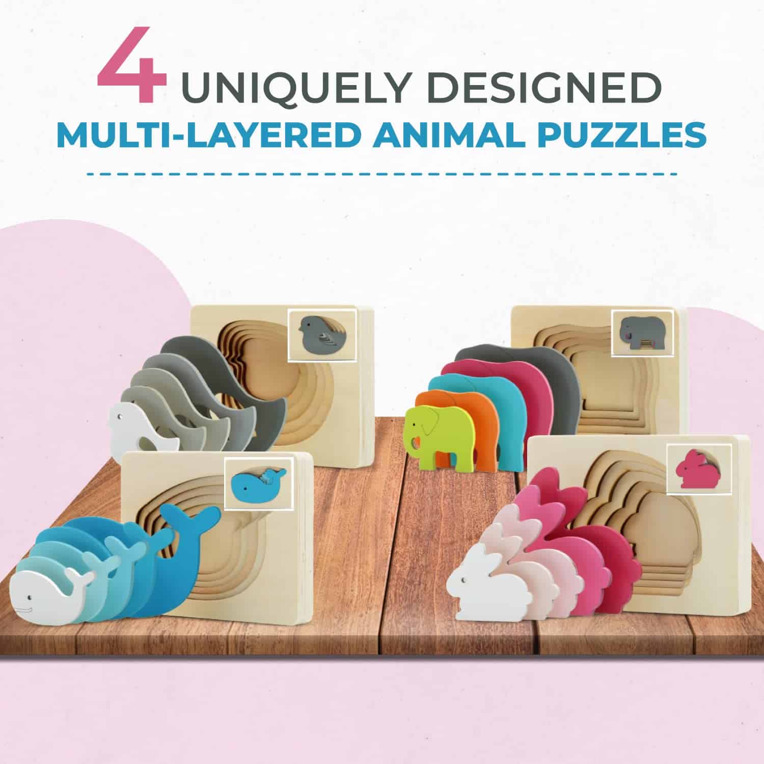 Puzzles de Madera TEKOR (4) Multi-Capas | Rompecabezas de - Imagen 4