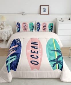 Juego de Ropa de Cama Surfista Queen Size Tema de Verano