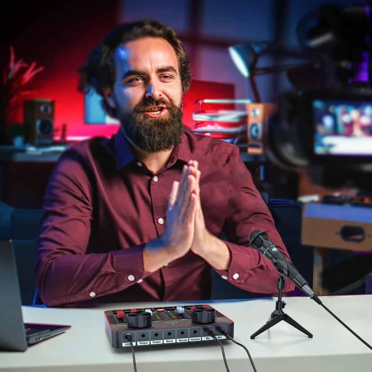 Paquete de Equipos de Podcast para 2 Micrófonos Kit de - Imagen 9