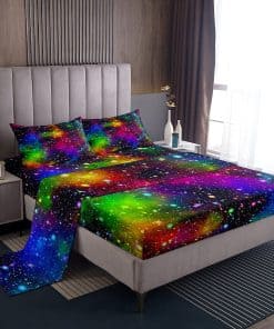 Juego de sábanas Galaxy Homewish Full Size Starry Sky 4