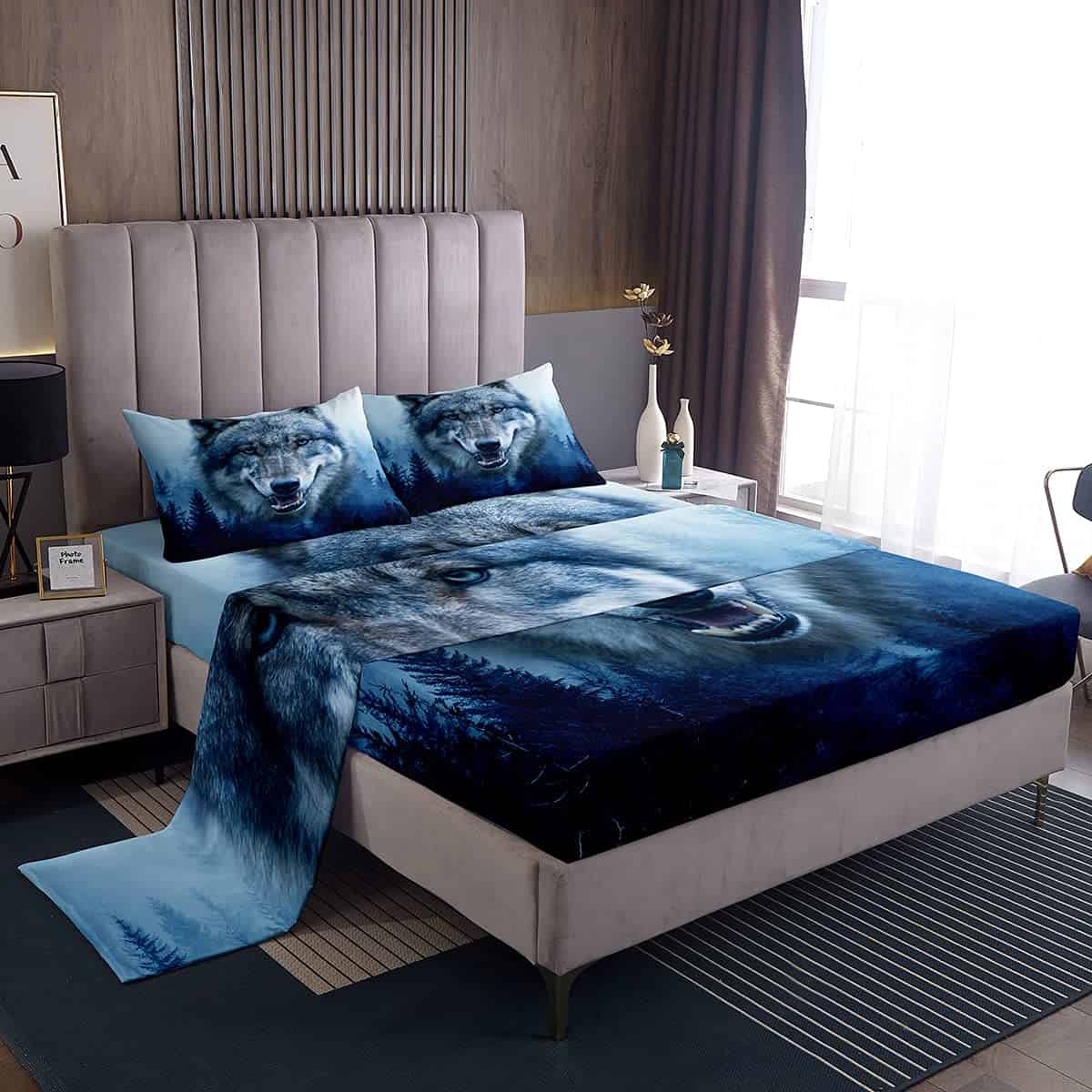 Juego de Sábanas de Lobo para Cama Completa, Juego de