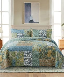 Colcha de Patchwork de Algodón NEWLAKE, Juego de Colcha de