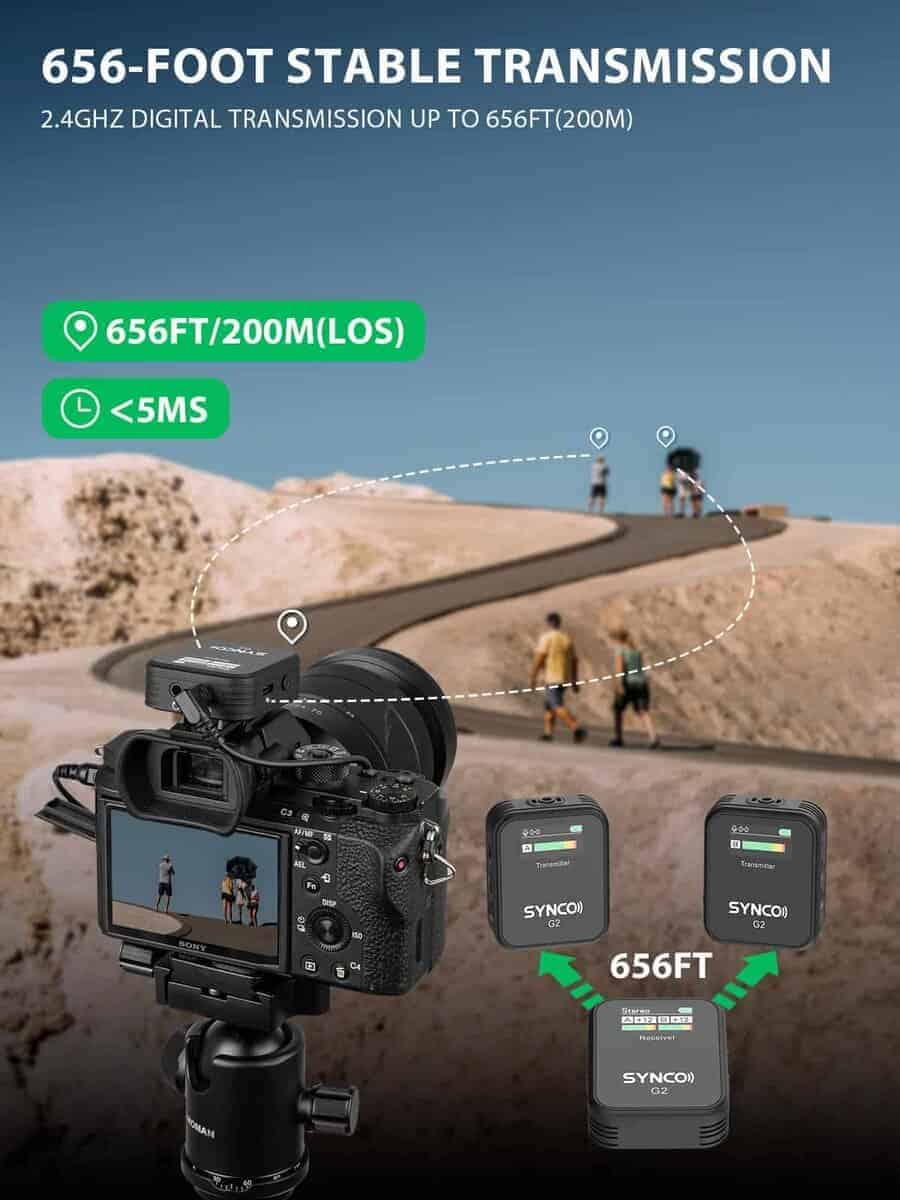 Micrófono Lavalier Inalámbrico SYNCO, G2(A2) 2.4G Doble - Imagen 4