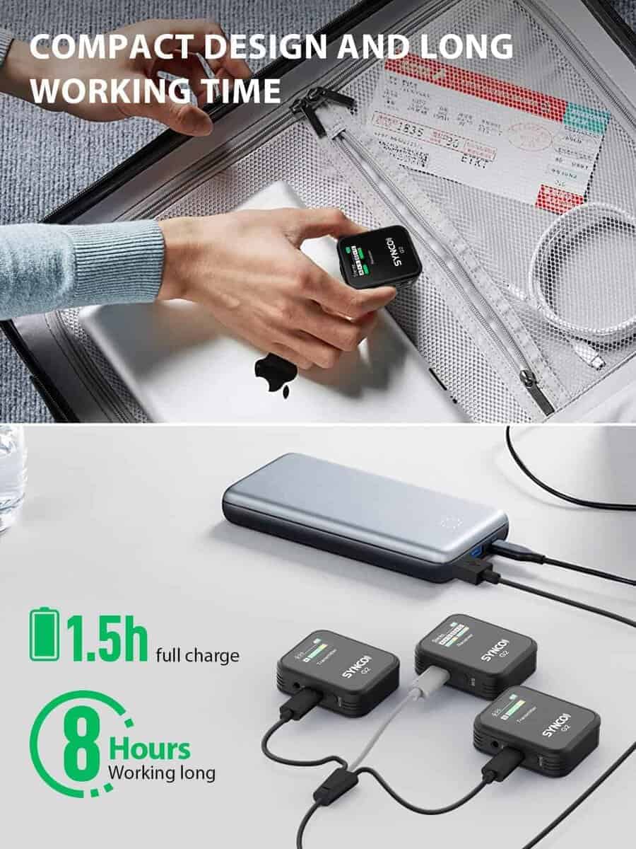 Micrófono Lavalier Inalámbrico SYNCO, G2(A2) 2.4G Doble - Imagen 5