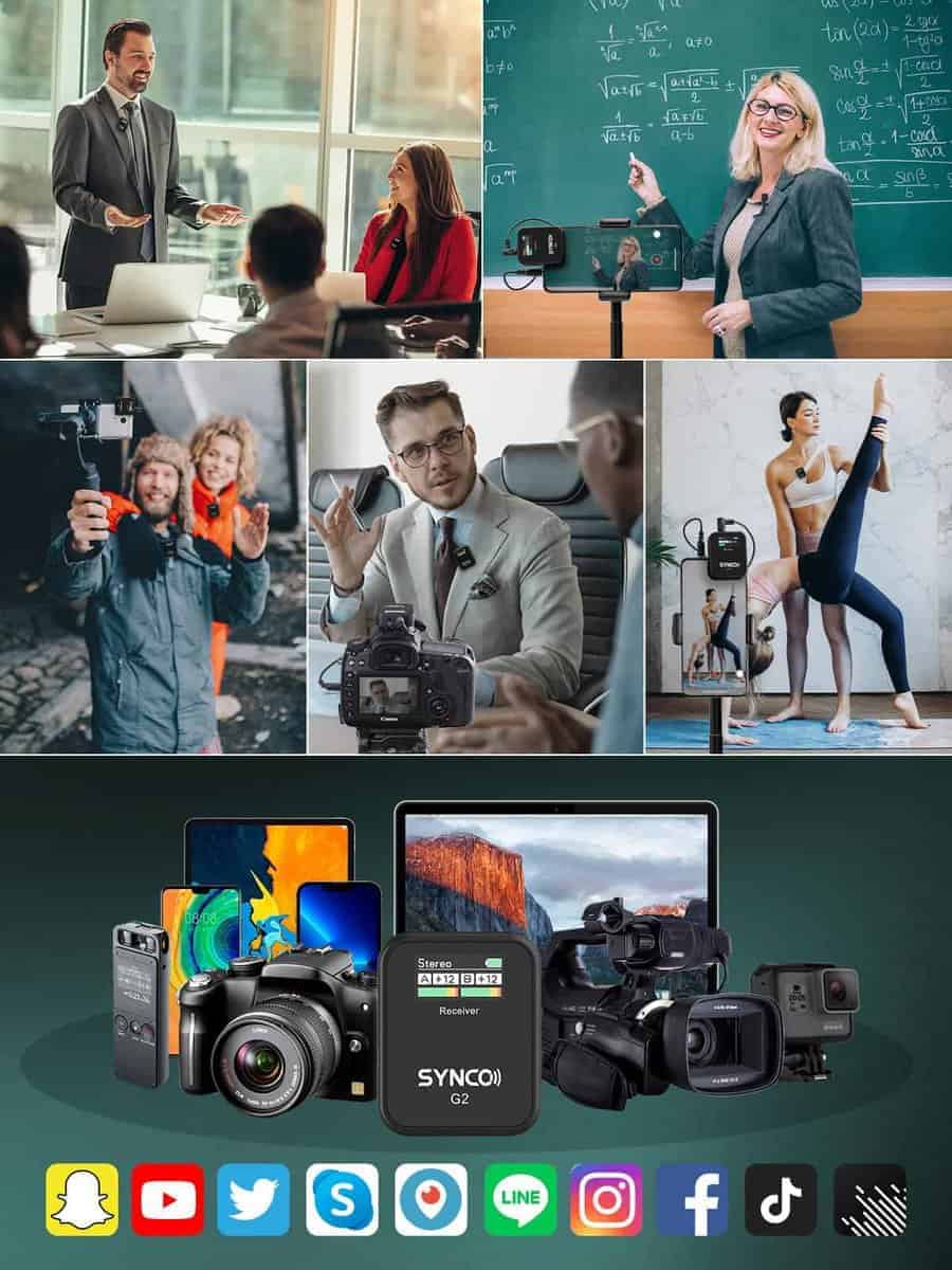 Micrófono Lavalier Inalámbrico SYNCO, G2(A2) 2.4G Doble - Imagen 7