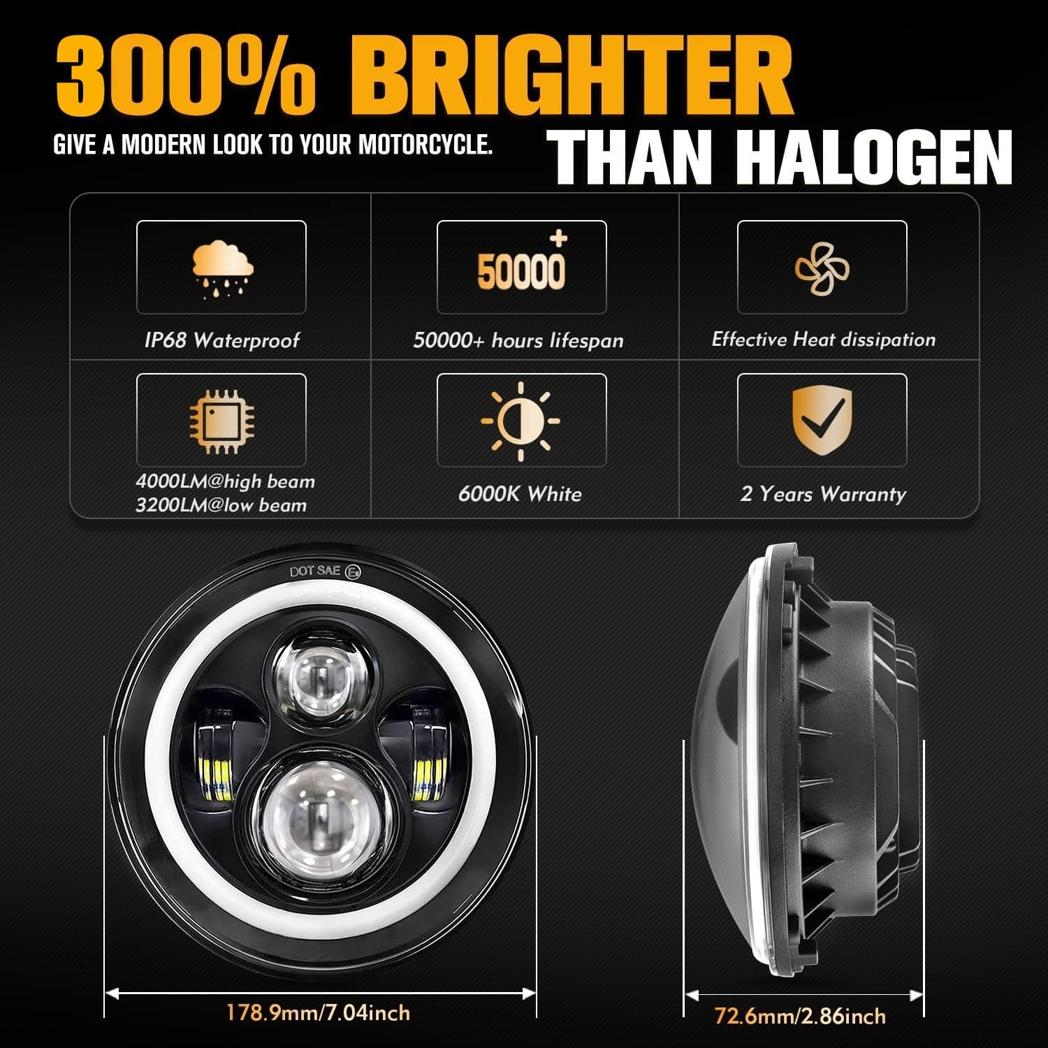 Faros delanteros LED Halo MGLLIGHT DOT de 7 pulgadas - Imagen 3