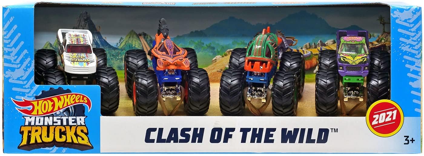 Paquete de 4 Autos de Carreras de Hot Wheels Monster Trucks