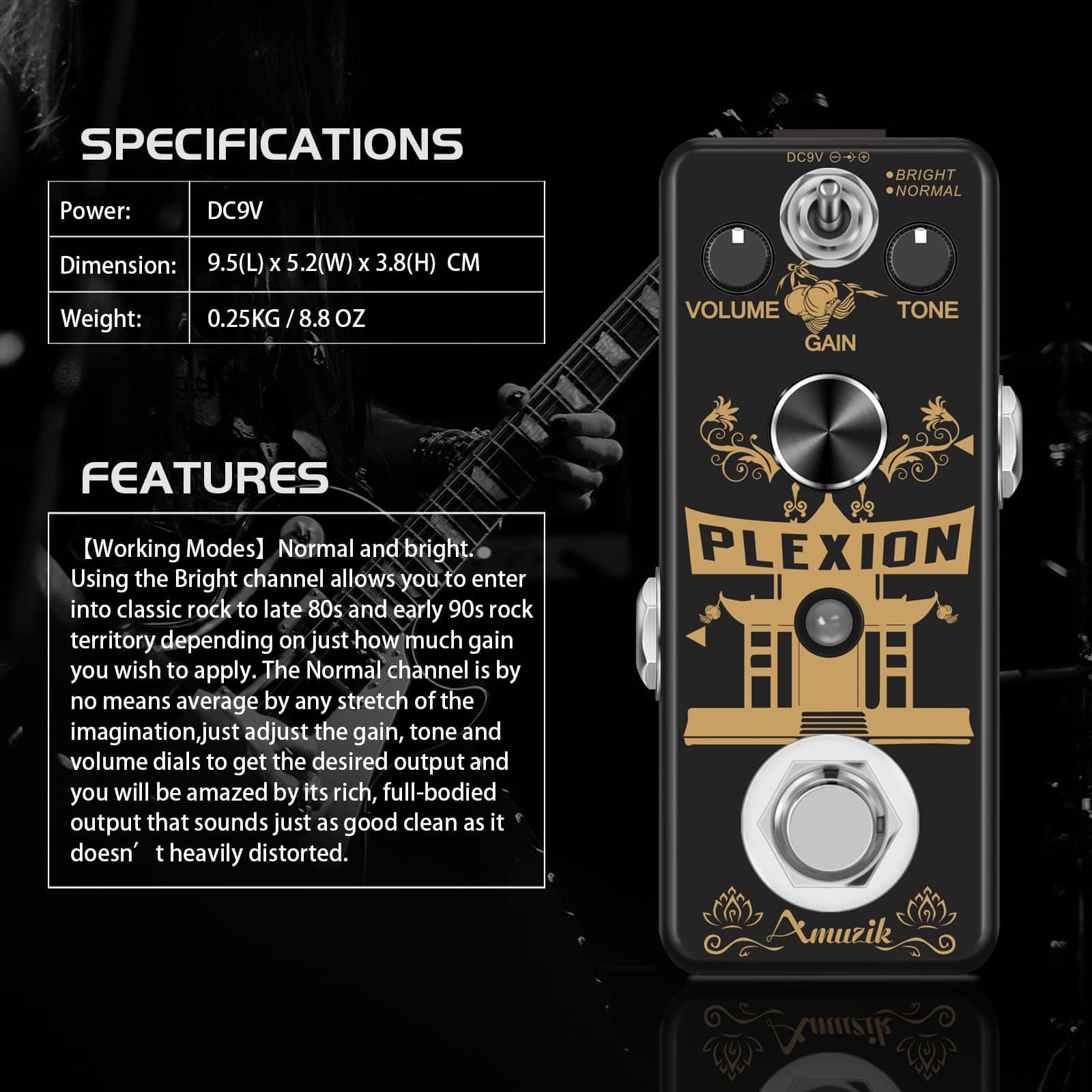 Pedal de distorsión para guitarra Amuzik Analog Classic - Imagen 4