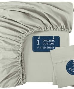 Sabana Ajustable King de Lino, 100% Algodón Orgánico, Set