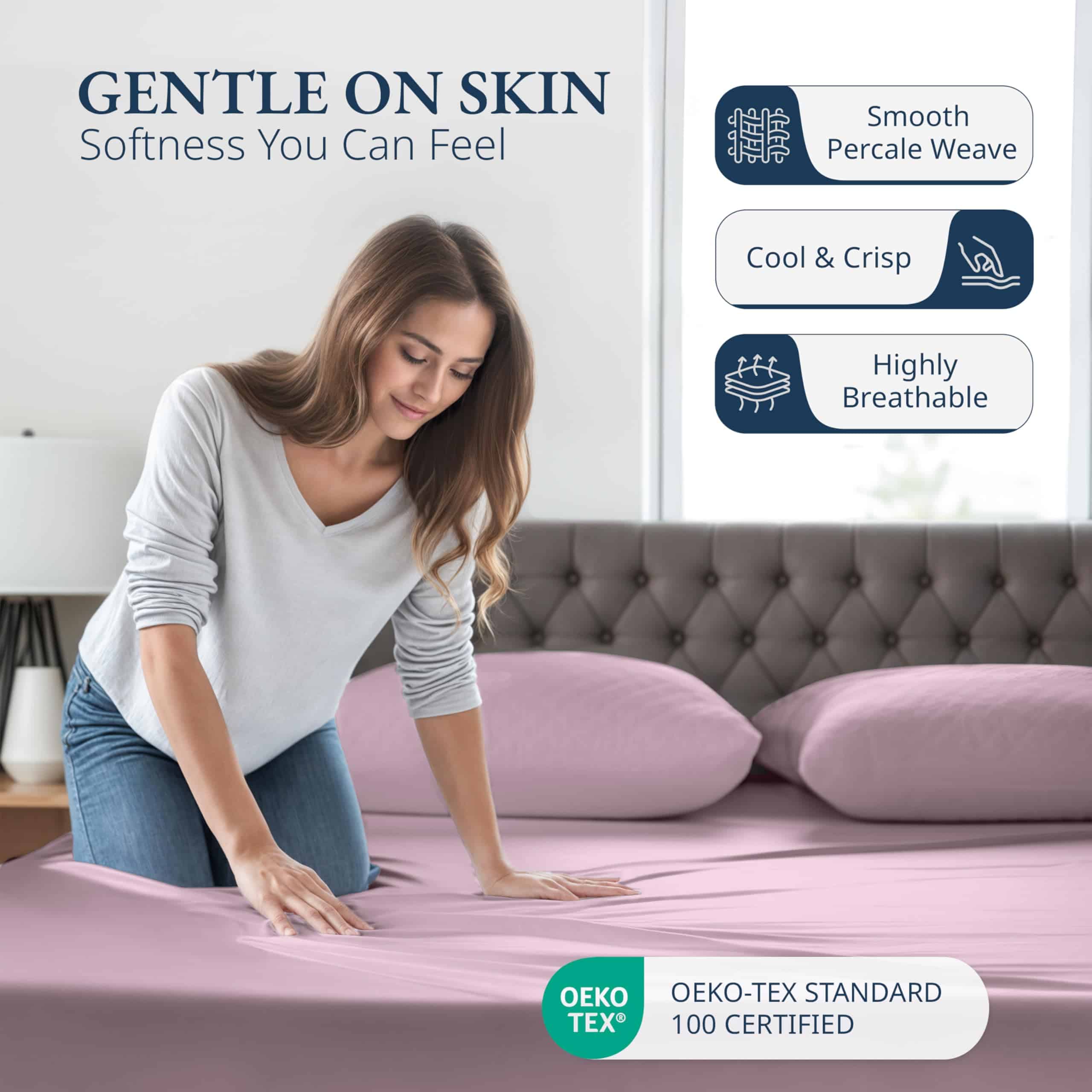 Juego de Sábanas Ajustadas de Algodón Orgánico LANE LINEN - Imagen 4