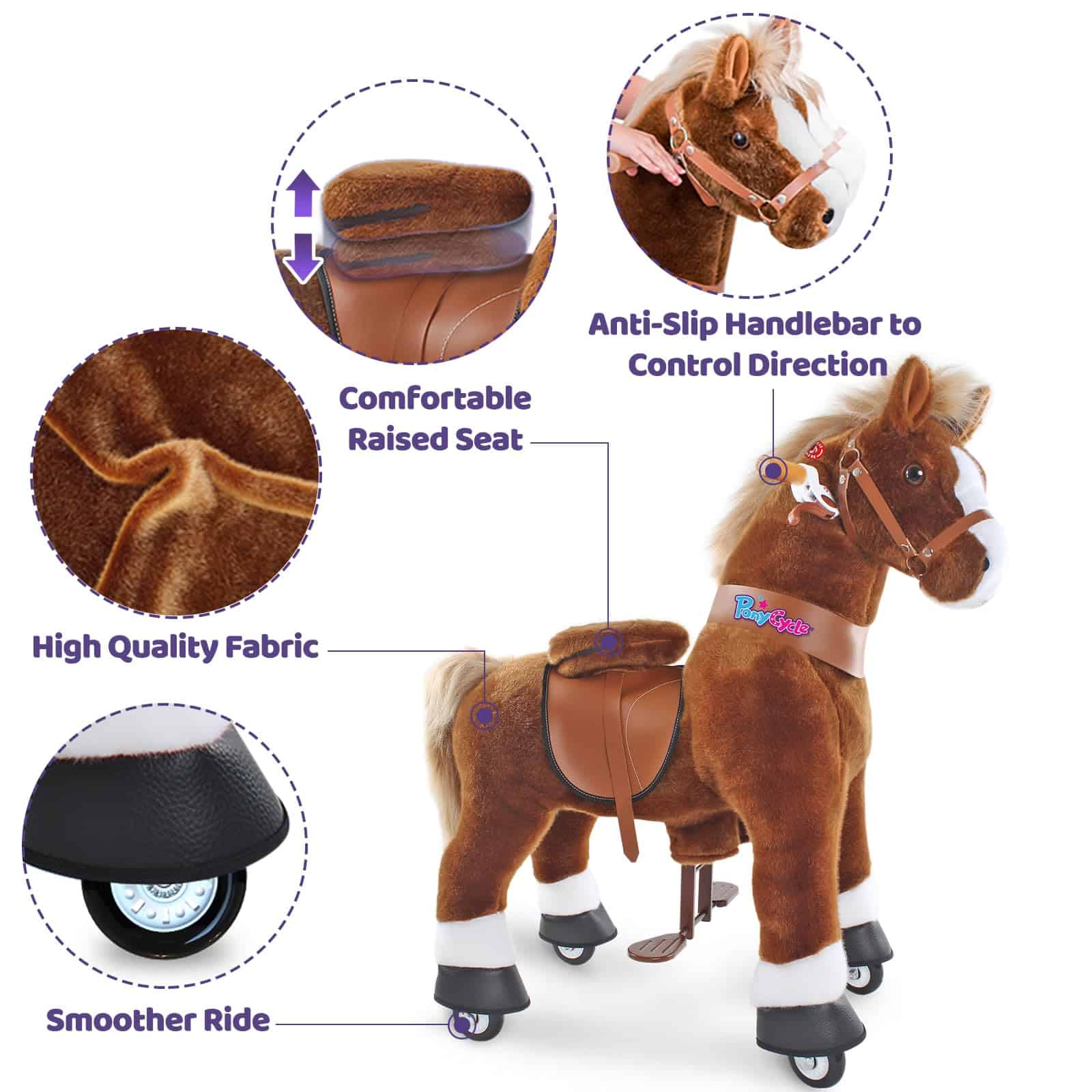 PonyCycle Ride on Horse Toy Plush Walking Animal Modelo - Imagen 5