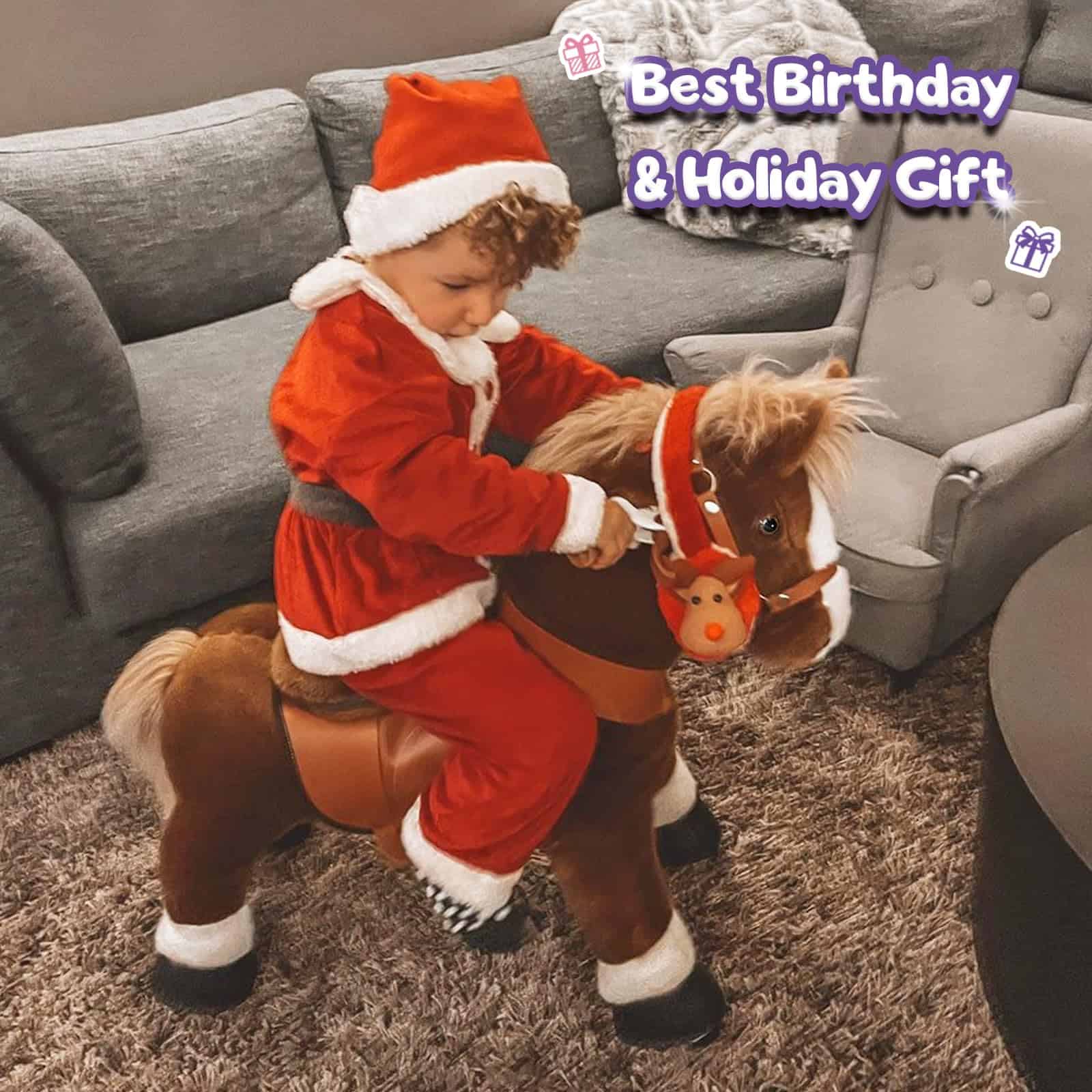 PonyCycle Ride on Horse Toy Plush Walking Animal Modelo - Imagen 3