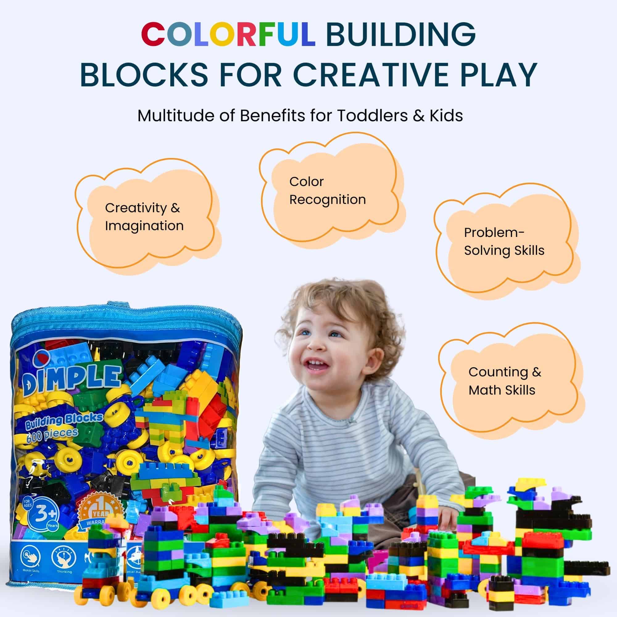 Bloques de Construcción Grandes para Niños Pequeños (600 - Imagen 3