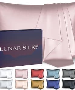 Funda de Almohada de Seda Lunar, Grado más -Rosa Capullo