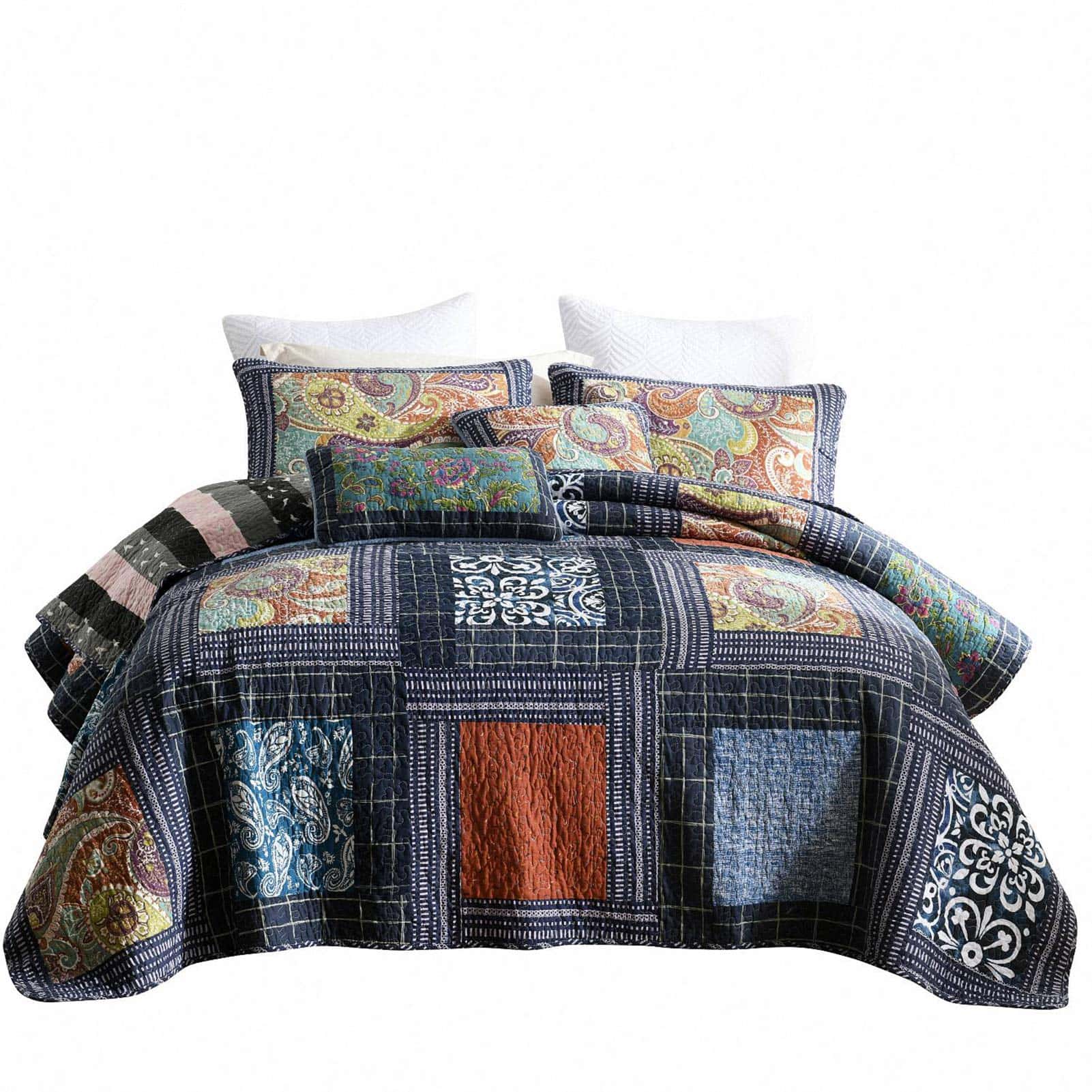 Colcha de retazos de algodón NEWLAKE, juego de colcha de 3 - Imagen 9