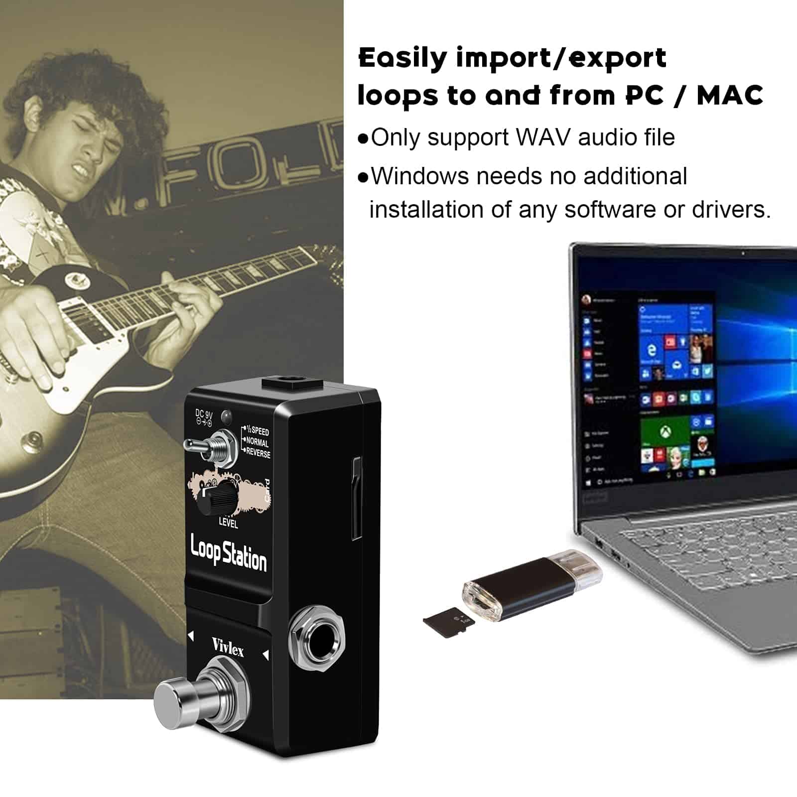 Pedal de Guitarra Vivlex LN-332AS Mini Looper de Grabación - Imagen 4