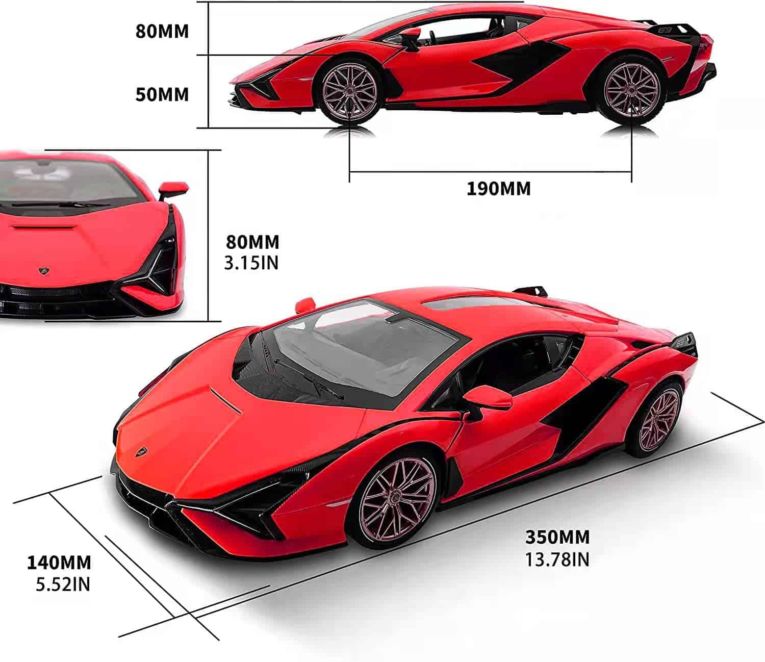 Coche R/C a escala 1/14 2.4Ghz Lamborghini Sian FKP 37 Rojo - Imagen 4