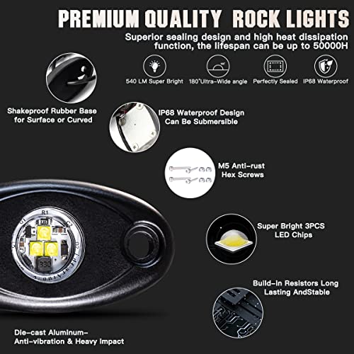 Luces LEDOPPO R1 de Roca Blancas 12PCS a Prueba de Agua - Imagen 5