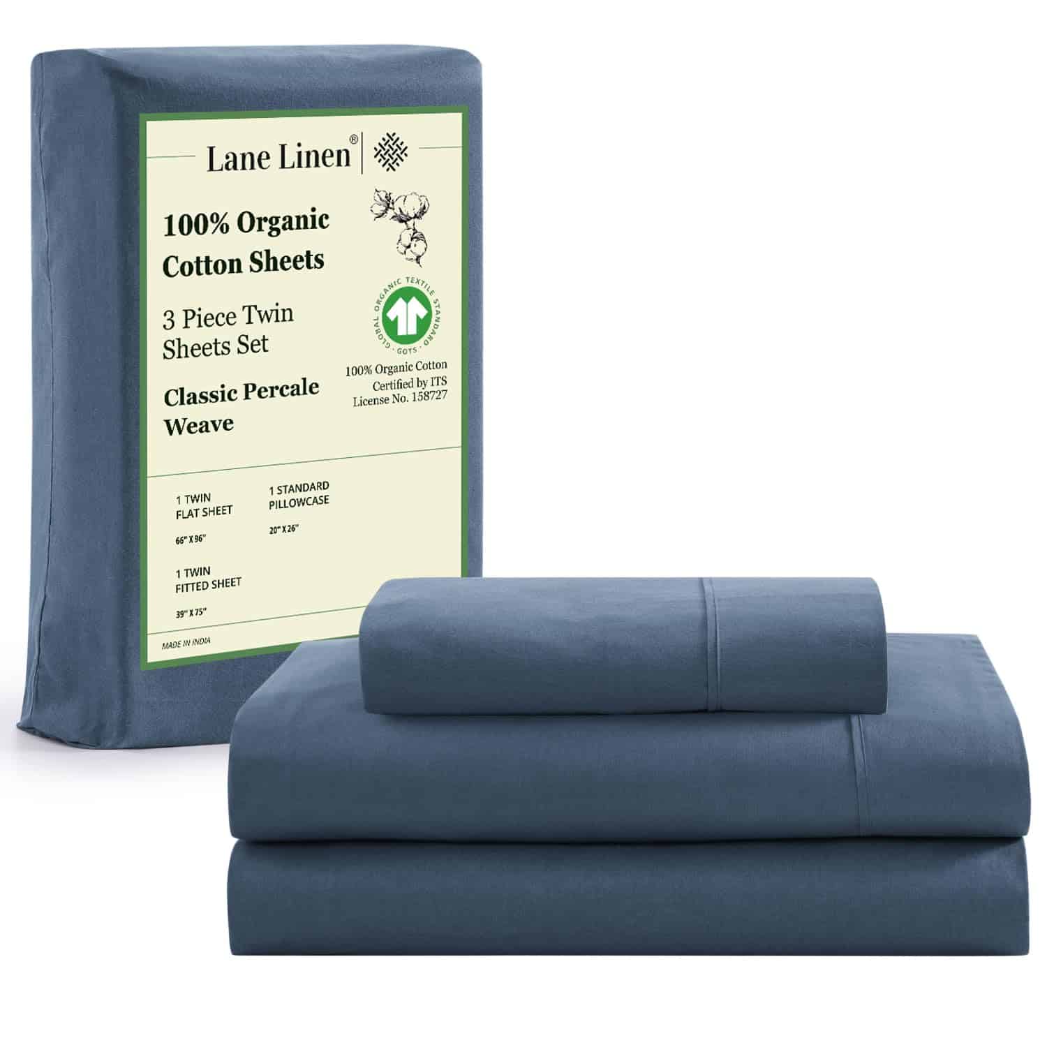 Juego de sábanas 100% algodón orgánico Lane Linen Twin