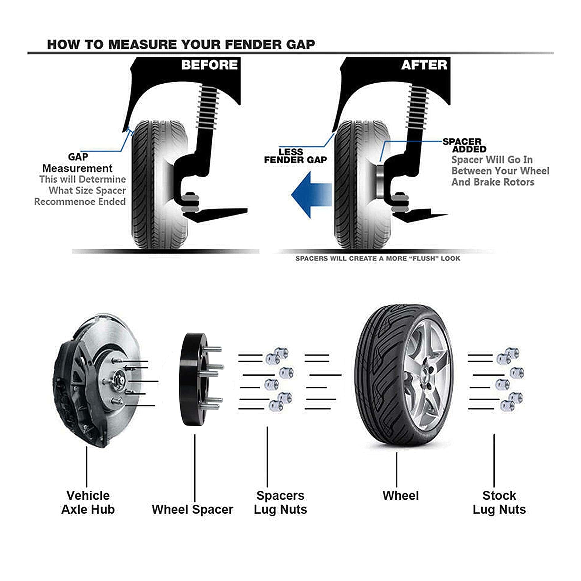 EZISOE 2pcs 8x6.5 Espaciadores de Rueda de Repuesto para - Imagen 10