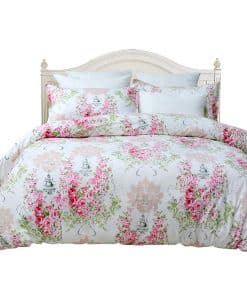 Usning Juego de Funda de Edredón King Rosa Floral Juego de