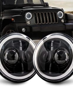 Maimiao 2PCS 7 Inch LED Headlight, Faro Angel Eyes Halo