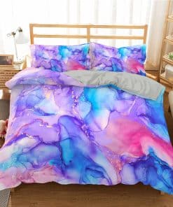 Juego de cama Jingzhang Tie Dye Colorido Mármol Juego de