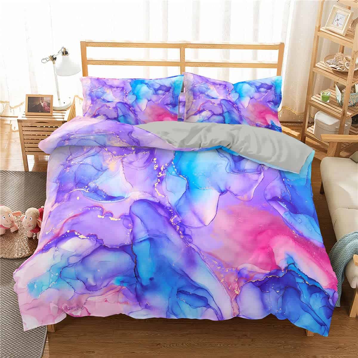Juego de cama Jingzhang Tie Dye Colorido Mármol Juego de