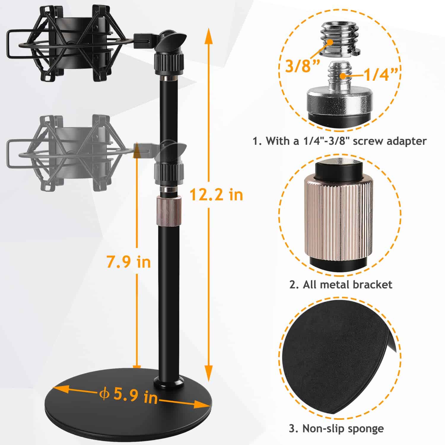 Soporte de escritorio para micrófono AT2020 con suspensión - Imagen 5